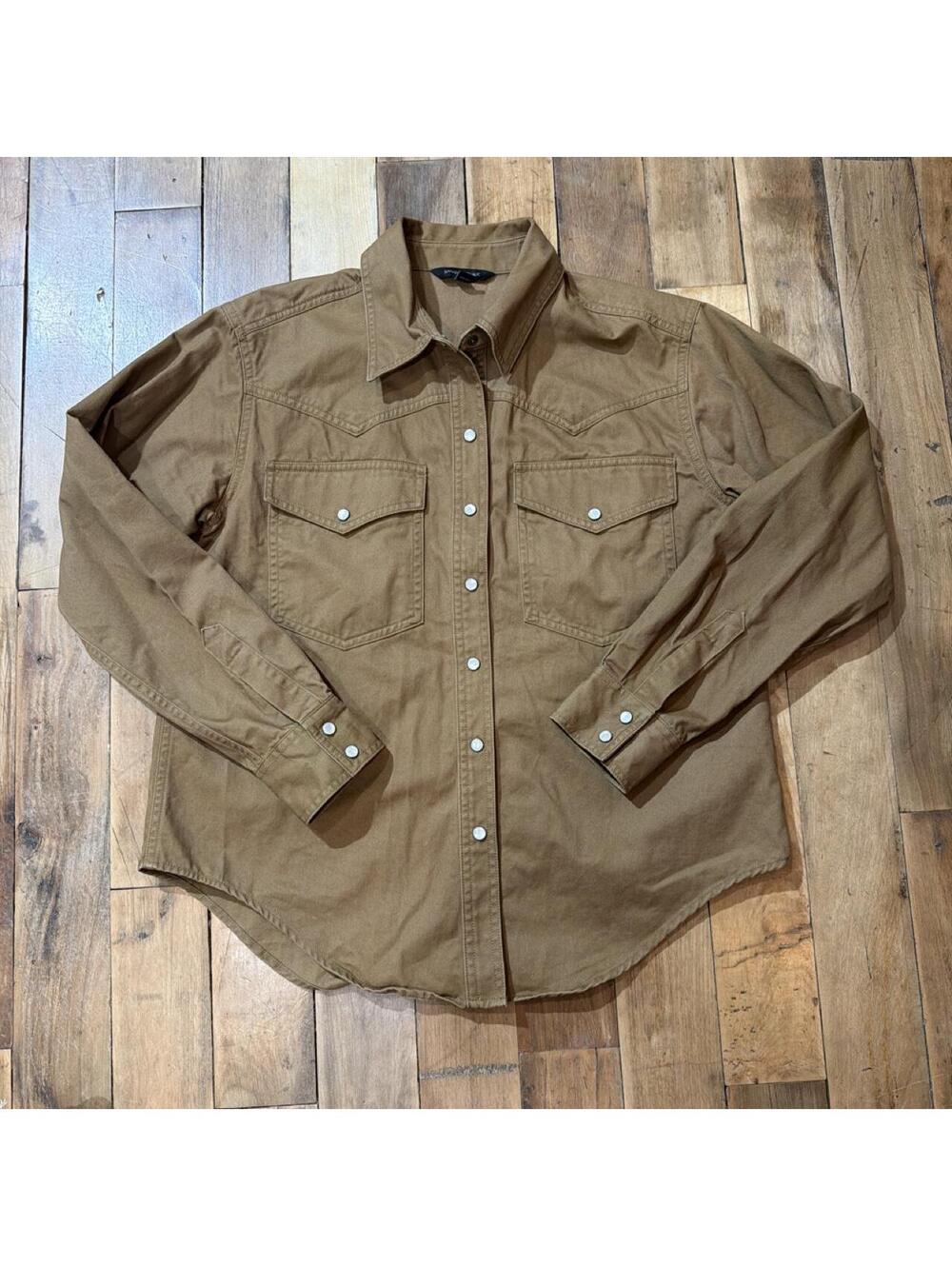 Banana Republic Pearl Snaps Tan Button Up Shirt